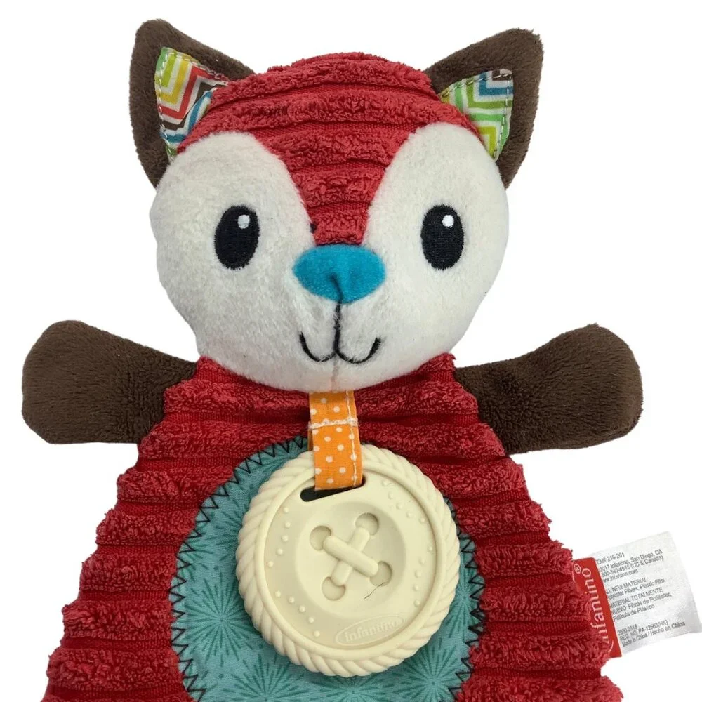Infantino Go Red Fox Crinkle Baby Lovey Security Toy Teether 9.5
